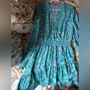 Lilly Pulitzer Tropical Blue and Green Mini Dress